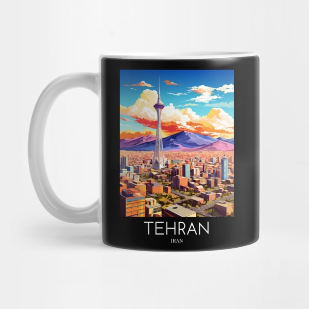 A Pop Art Travel Print of Tehran - Iran by Studio Red Koala